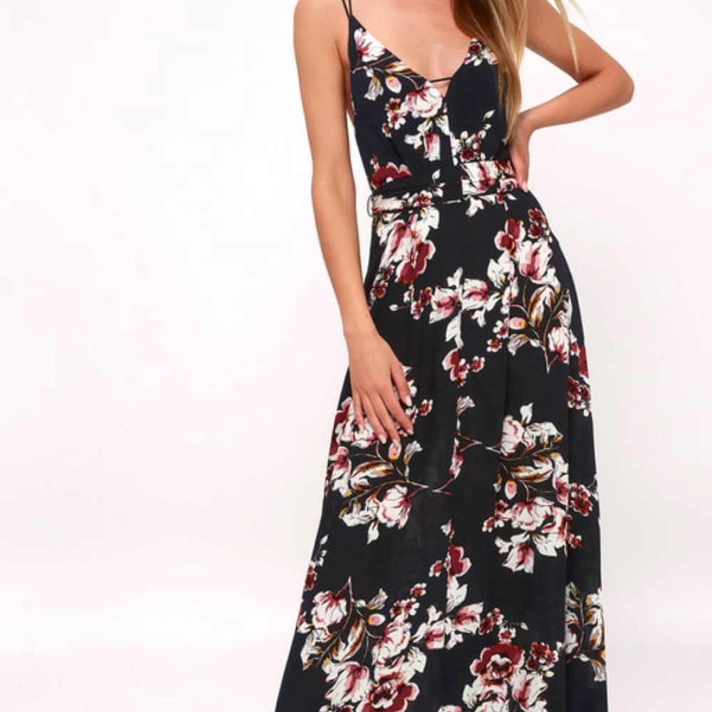 Swoon and sway midnight blue floral dress